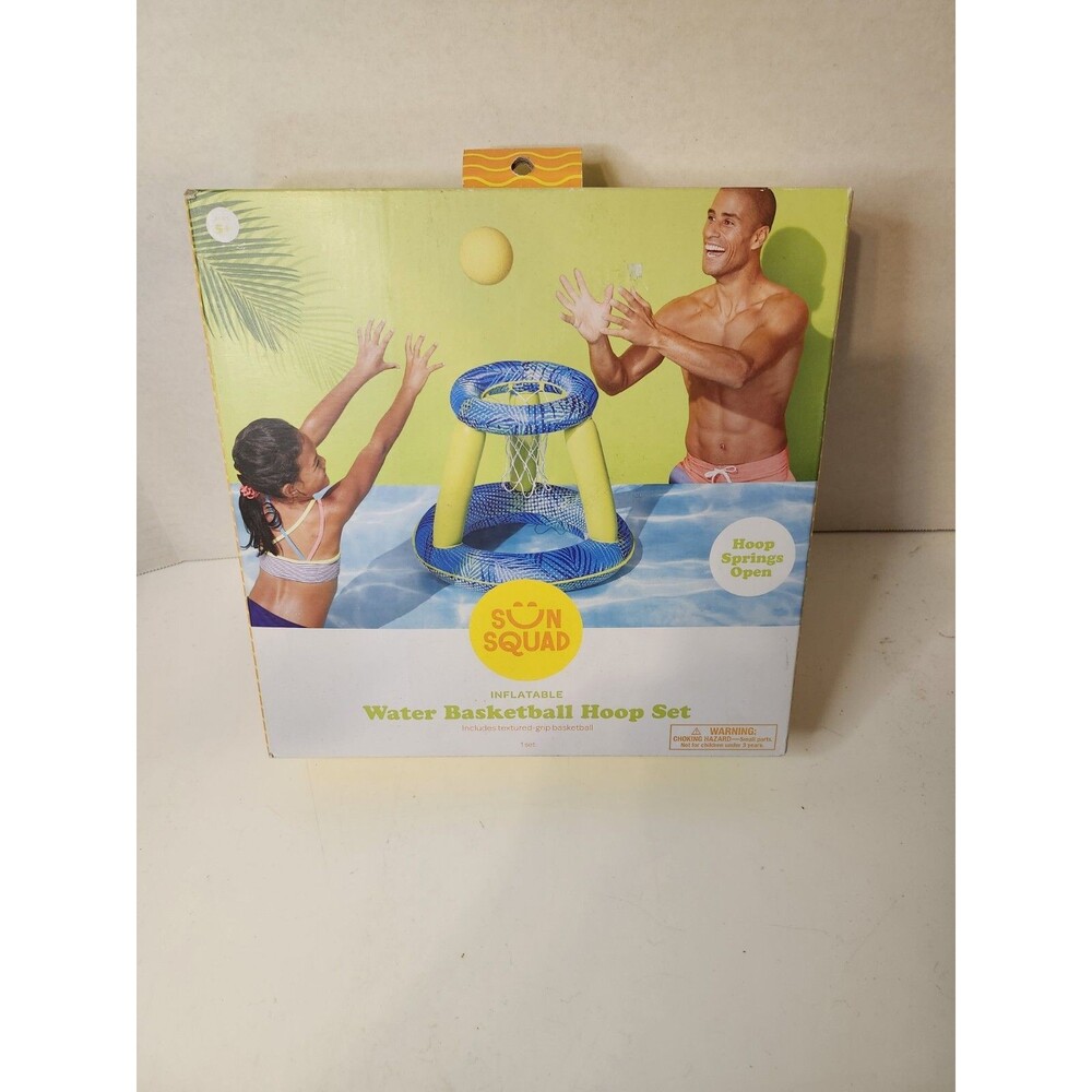 Sun Squad Inflatable Water Basketball Hoop Set w/ Ball & Inflation Needle NIB
